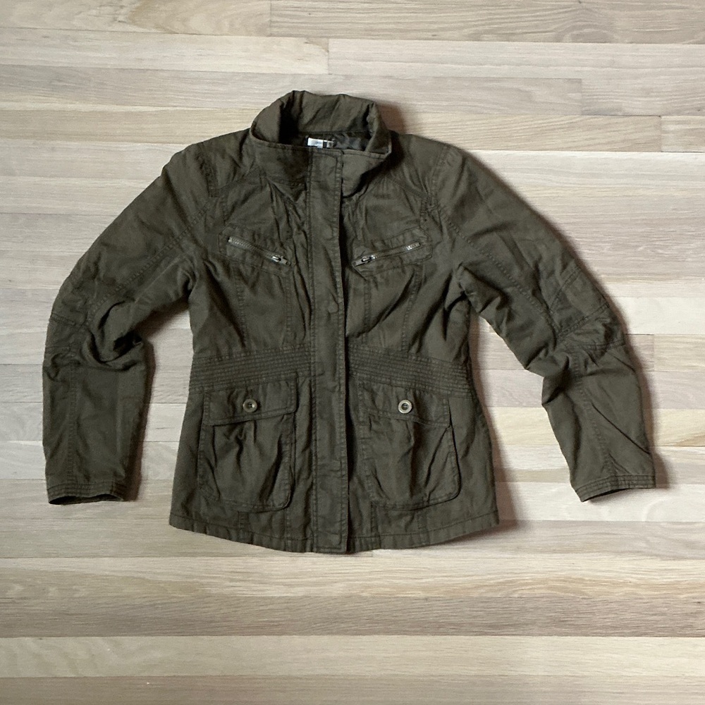 Olive Utility Field Jacket with Waist Detail